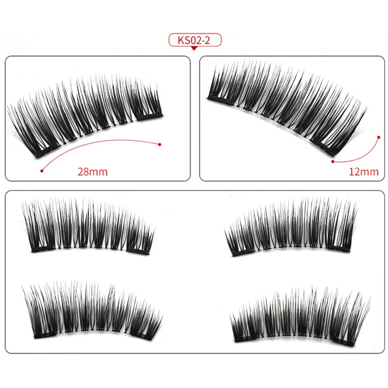Magnetic False Eyelash With Tweezer No Glue Magnet Adsorption And Reusable Double Magnetic 8-piece Package