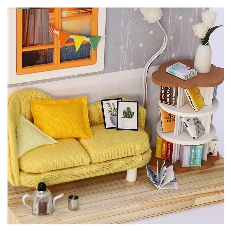 Мебель domek dla lalek Миниатюрный Кукольный Домик diy poppenhuis игрушки для детей развивающие деревянные Большие кукольные дома Рождество