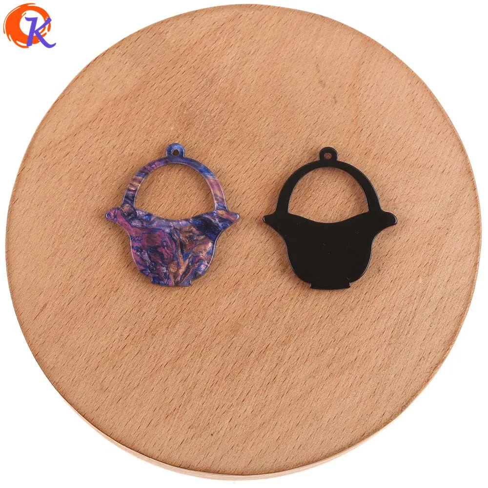 Purple Cordial Design 28x30MM 100Pcs Jewelry Accessories/Hand Made/Charms/Basket Shape/Marble Effect/DIY Making/Earring Findings - Color: Purple