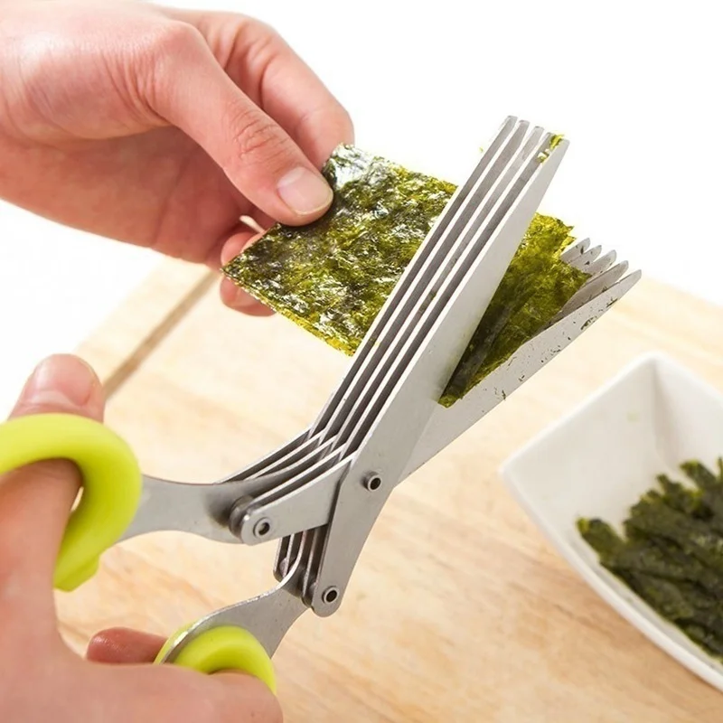 15CMMinced 5 Layers Basil Rosemary Kitchen Multi-Layers scissor Shredded Chopped Scallion Cutter Herb Laver Spices Cook Tool Cut 15CMMinced 5 Layers Basil Rosemary Kitchen Multi-Layers scissor Shredded Chopped Scallion Cutter Herb Laver Spices Cook Tool Cut