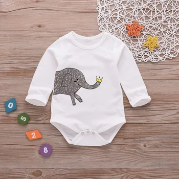 

Baby Cotton Romper Leisure Clothes Baby Cartoon Elephant One Piece Infant Long Sleeve Jumpsuit
