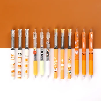

JIANWU 6pcs/set Creative cute Shiba Inu Simple small fresh gel pen kawaii Quick drying Cap neutral pen journal supplies