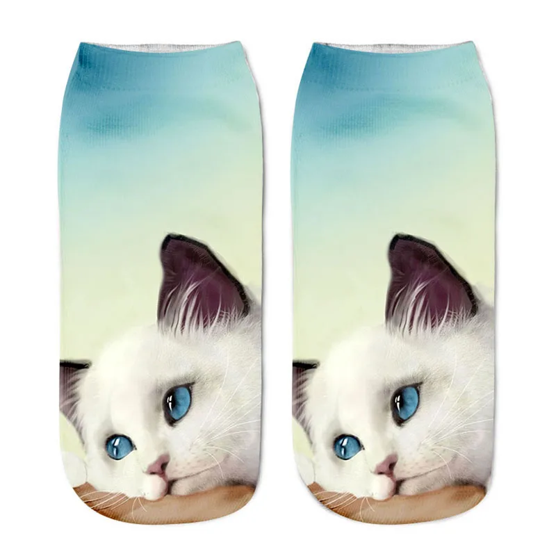 Носки с котом женские носки с 3D принтом женские короткие носки до лодыжки Mujer повседневные чулочно-носочные изделия с принтом - Цвет: 3
