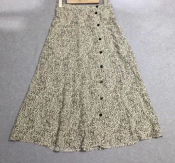 

[ElfStyle] - Woman Leopard Print Midi Skirts Front Lined Buttons Elastic Waist Fashion Animals print Long Skirts 2020ss