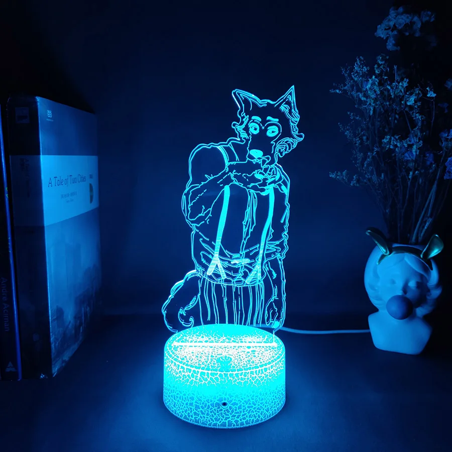 Beastars Legoshi 3D Anime Light Acrylic Lamp - 7-Color Changing Cute Room Decoration