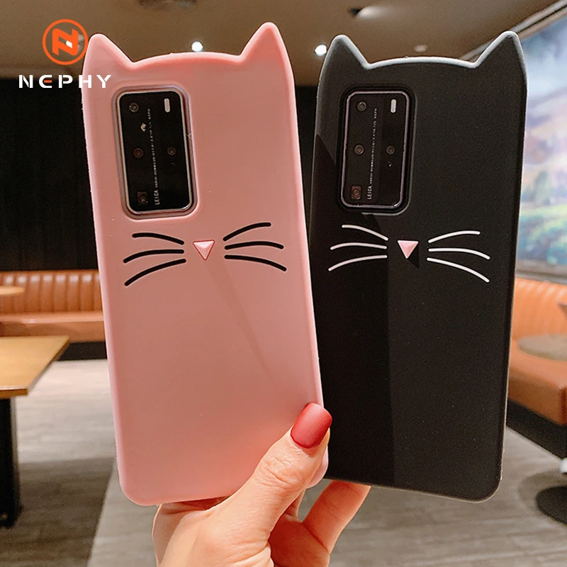Мягкий силиконовый чехол с милыми бородатыми кошками для Huawei P40 P30 Pro P20 Lite Mate 20 30