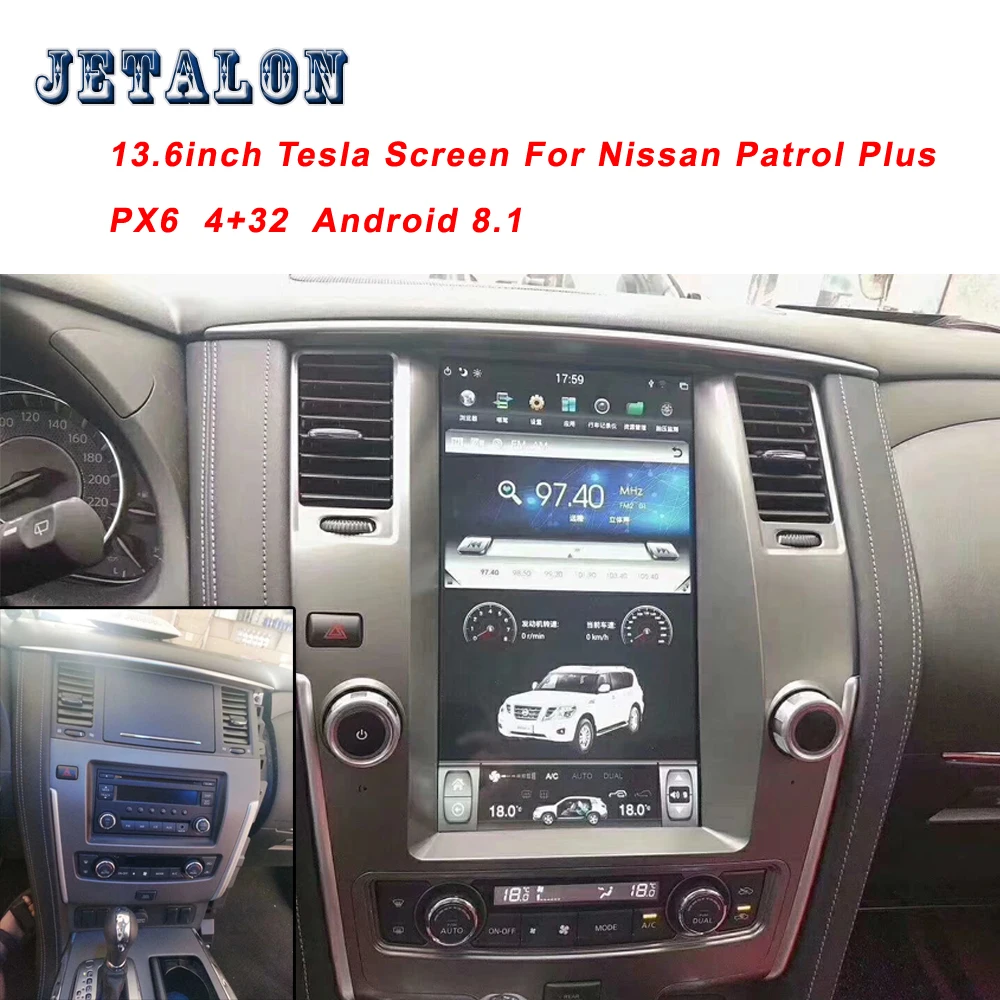 13," Tesla ips экран Автомобильный навигатор для Nissan Patrol PX6 Android 8,1 автомагнитола gps bluetooth Мультимедиа carplay головное устройство