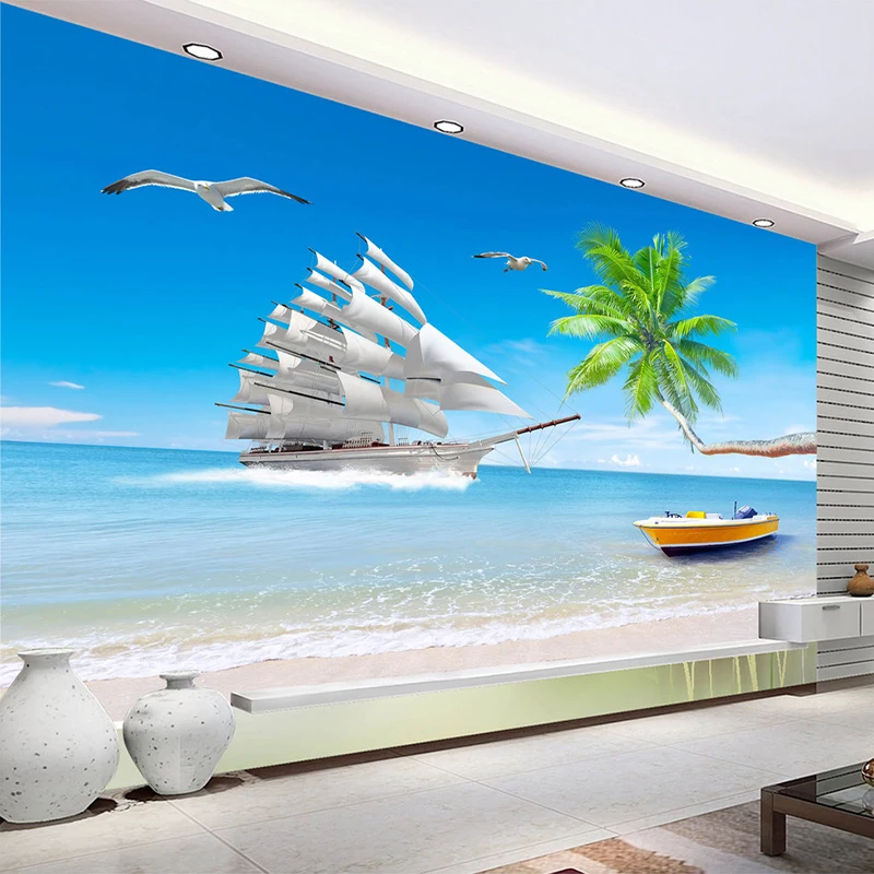 

Drop Shipping Beach Sea View Custom 3D Photo Wallpaper For Background Wall Large Murals Wall Painting Wallpaper Home Decor
