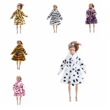Veste en fourrure douce léopard pour Barbie, manteau d'hiver 11.5 ", vêtements de poupée, tenues, pardessus fait à la main, 1/6 BJD, accessoire de maison de poupée