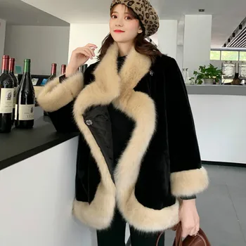 

Women Faux Mink Fur Jacket Autumn Winter Fox Fur Thickening Warm Fur Shawl Cloak Rabbit Hair Coat Cardigan Tops Abrigos Mujer