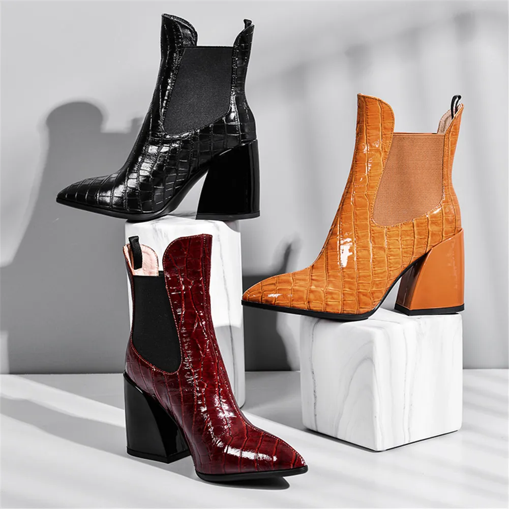 BONJOMARISA; Новинка; Размеры 33-43; Роскошные брендовые дизайнерские ботиночки; женские Качественные ботильоны из натуральной кожи; коллекция года; женская обувь на высоком каблуке