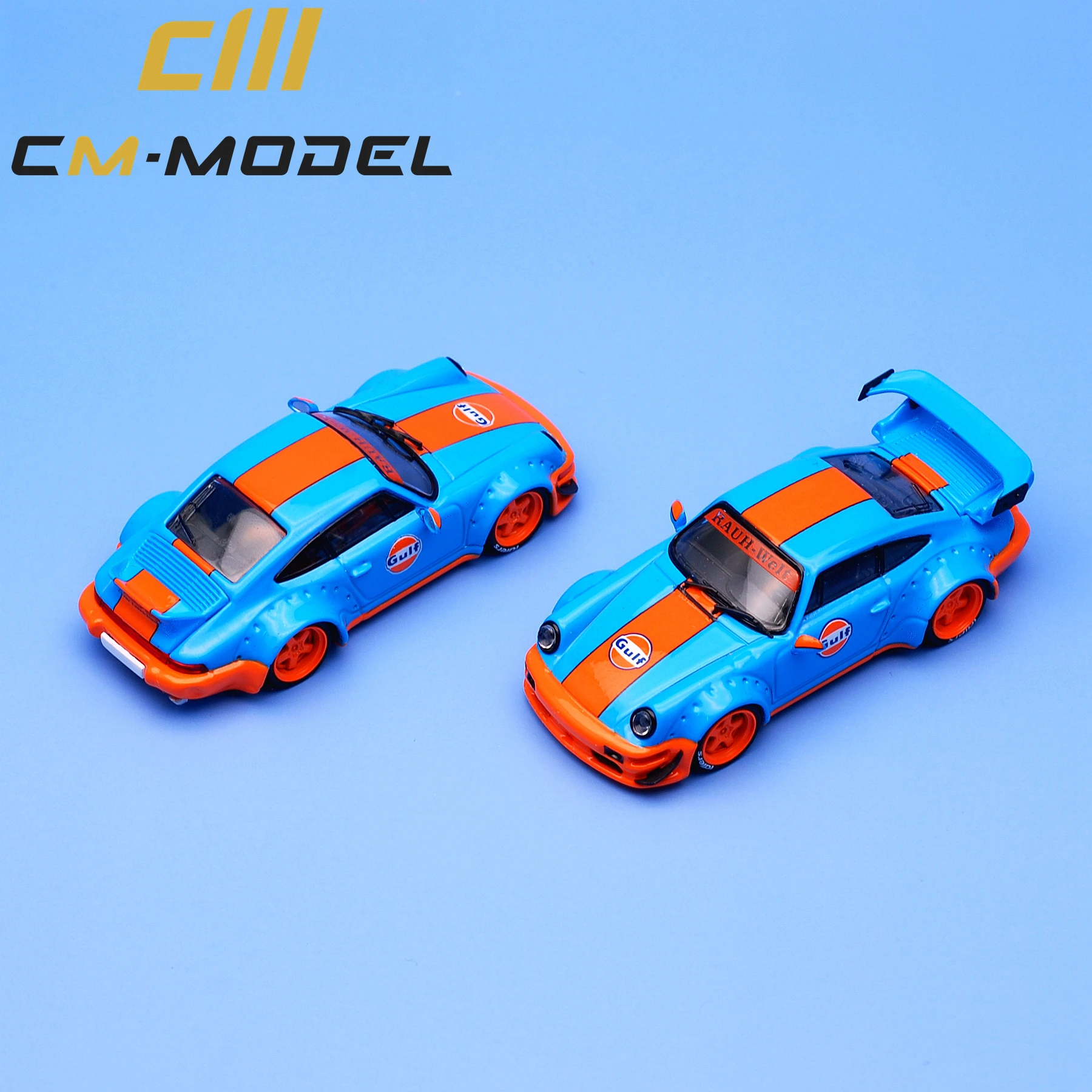CM Model 1/64 Model Cars Pors Gulf RWB 964 Sky Blue Diecast Supercar