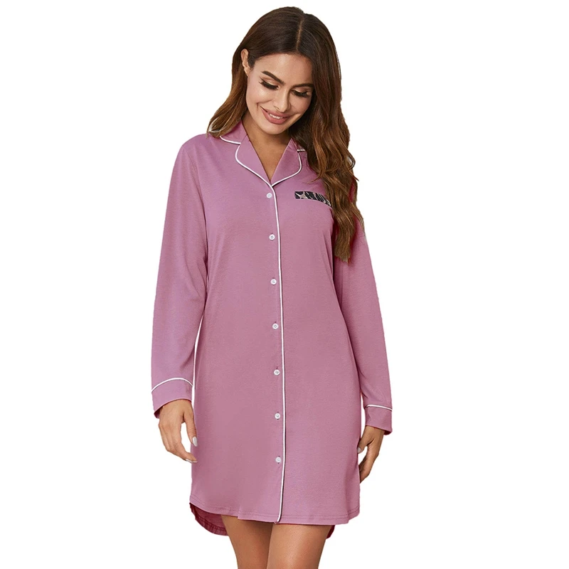 Women's cotton long sleeve sleep shirts Clearance