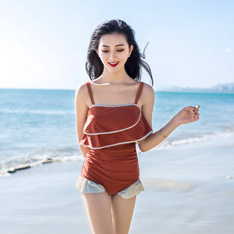 

Brazilian Biquini Monokini Swimsuit One Piece Women's Swimsuits For Full Push Up Back Linked Swimming Women Integral Polyester