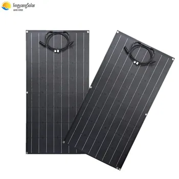

2PCS 100W Solar Panel Monocrystalline Solar Cell Flexible for home/car/boat/yacht 12V 24 Volt solar battery charger waterproof