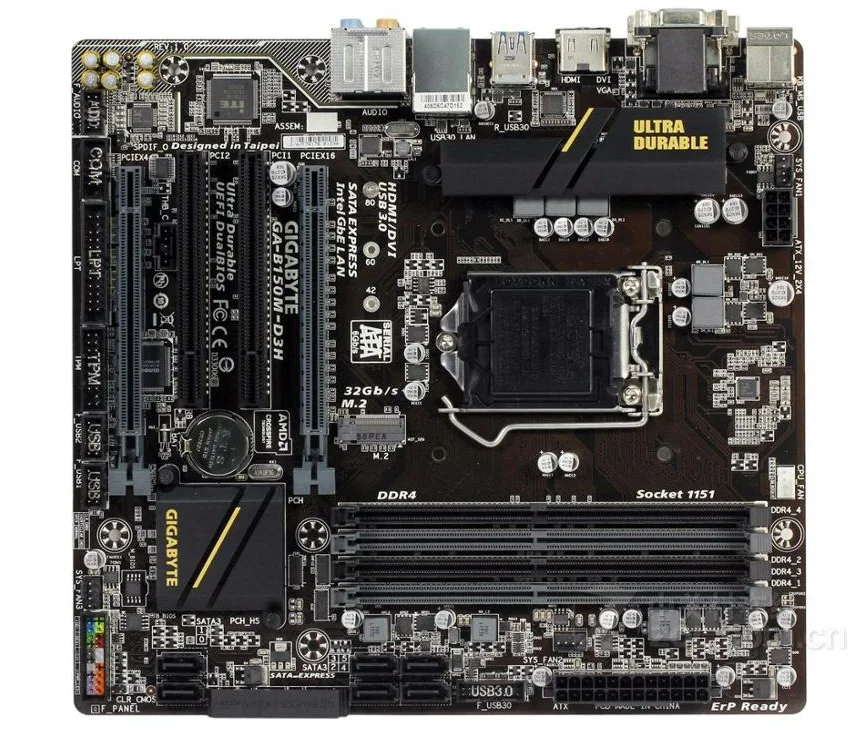 Оригинальная Материнская плата Gigabyte GA-B150M-D3H B150M-D3H DDR4 LGA 1151 HDMI DVI VGA USB3.0 64 Гб
