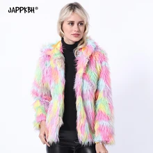 Зимнее женское пальто из искусственного меха свободного размера плюс свободные разноцветные худи пальто женские толстые теплые меховые куртки кардиган верхняя одежда