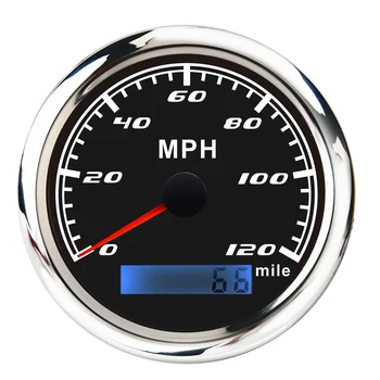 

120MPH Speed Meter with GPS Antenna 85MM Gauge Stainless Steel GPS Speedometer Odometer for Marine Boat Yacht ATV Black White