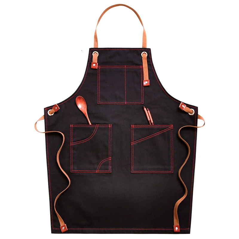 Apron 4 Модные джинсовые лоскутные фартуки в японском стиле для кухни кофейня ресторан парикмахерская рабочая фартук шеф-повара униформа официанта - Цвет: Apron 4