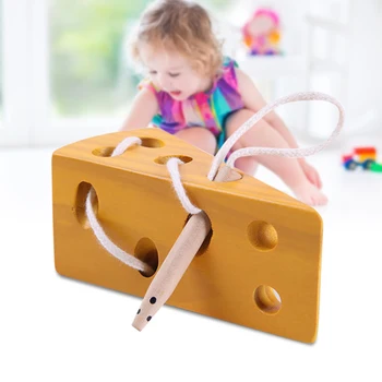 

Hot Selling Wooden Cheese Mazes Toys Lacing Game Early Learning Education for Children Kids