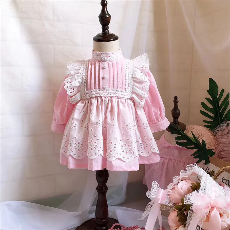 Baby Meisje Herfst Winter Roze Kant Lange Mouw Vintage Lolita Prinses Gown Fluwelen Jurk voor Meisjes Casual Party Dress G069 Baby Meisje Herfst Winter Roze Kant Lange Mouw Vintage Lolita Prinses Gown Fluwelen Jurk voor Meisjes Casual Party Dress G069