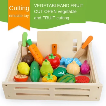 

Wooden children's toys 17pcs simulation of vegetables and fruits