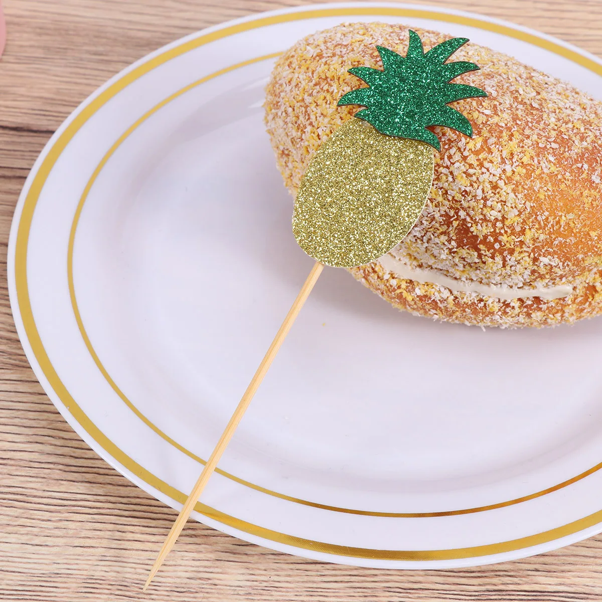 12Pcs Cupcake Toppers Cute Glitter Pineapple Cupcake Picks Cake Decor Supplies For Hawiian Theme Party Wedding Cake Decoration