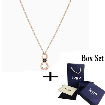 

2020 Fashion Jewelry SWA New INFINITY Pendant Black Classic Charm Delicate Crystal Rose Gold Chain Men and Women Luxury Jewelry