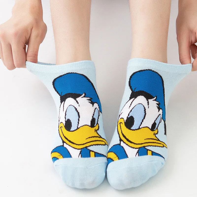 Disney Cotton Socks Breathable Cartoon Stitch Minnie Mickey Mouse Woman Girls Fashion Boat Socks Ankle Low Anime Sock women socks