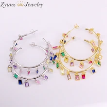 4 пары, Cz микро проложить модные серьги-гвоздики серебро/золото цвет вечерние ювелирные изделия радужные кристаллы геометрические Подвески Серьги