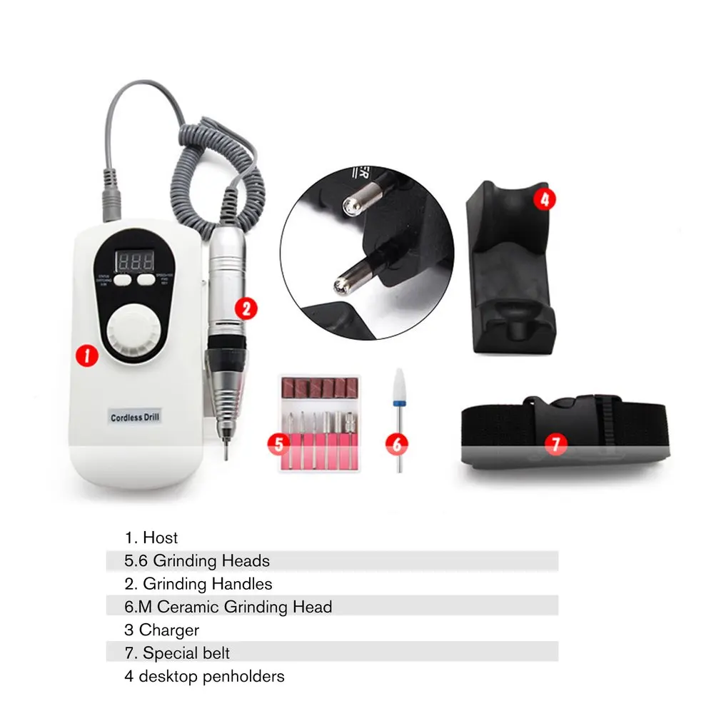 

CJ-DM001 30000Rpm Electric Nail Driller Machine Manicure Polishing Grinding Nail Drill Tool Portable Nail Grinding Machine