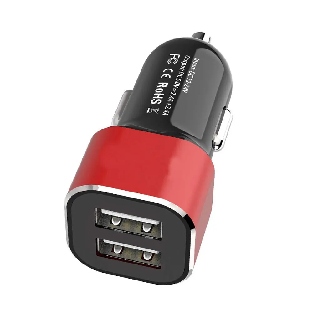 1 шт., универсальное автомобильное зарядное устройство с двумя USB, мини зарядное устройство, быстрая зарядка для всех устройств, IOS, Android, смартфонов, планшетов