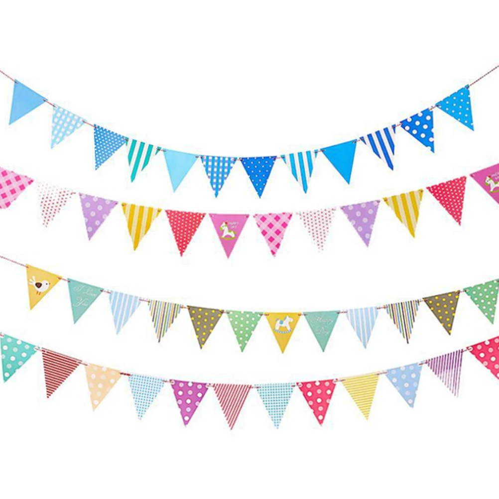 Paper Flags Floral Banners Garland Kids DIY Birthday Wedding Party Decoration Supplies Child