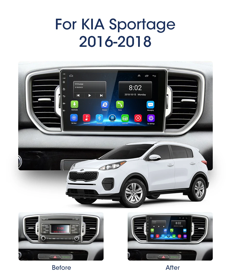 Top Vtopek 9" Car Radio Player for KIA Sportage 2016-2018 Android DSP RDS 2G+32G Touch Screen Mirror-link Players GPS Wifi Autoradio 2