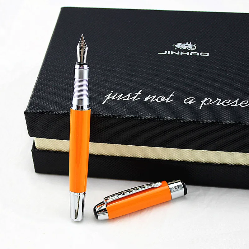 Jinhao 250 Серебряная перьевая ручка из нержавеющей стали средняя 0 5 мм школьные и