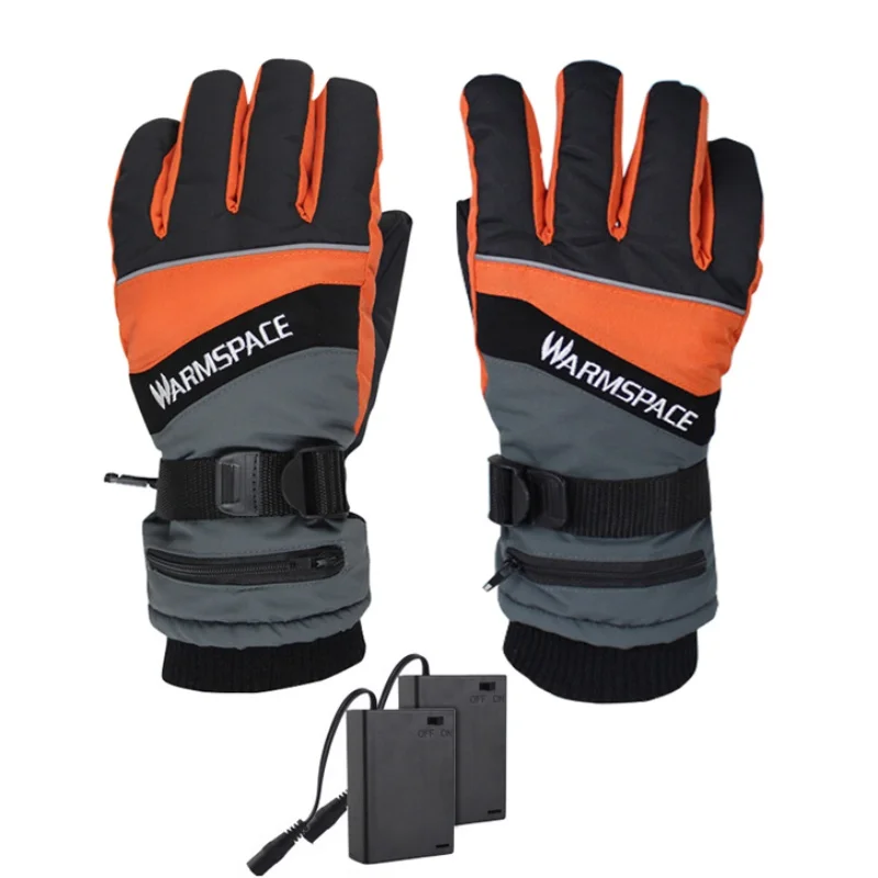 Новинка, 1 пара зимних электрических тепловых перчаток, водонепроницаемые противоскользящие перчатки с подогревом, на батарейках, для езды на мотоцикле, катания на лыжах - Цвет: Women small