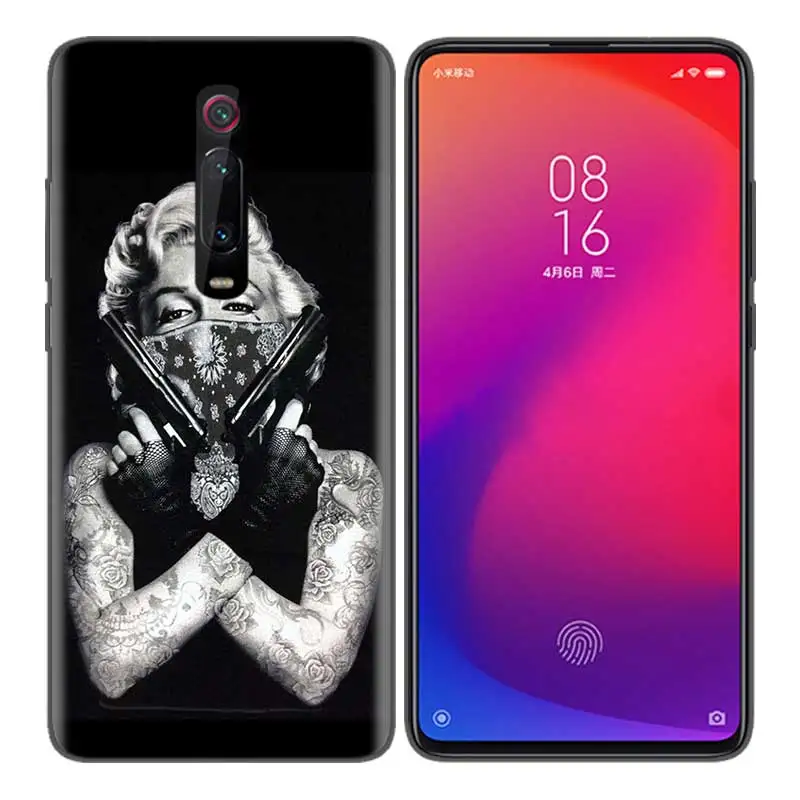 Черный мягкий силиконовый чехол-сумка для Xiaomi mi 9T CC9 Red mi 4 4X5 6 6A 7 7A Note Plus K20 Pro F1 Tampa Fall Marilyn Monroe t