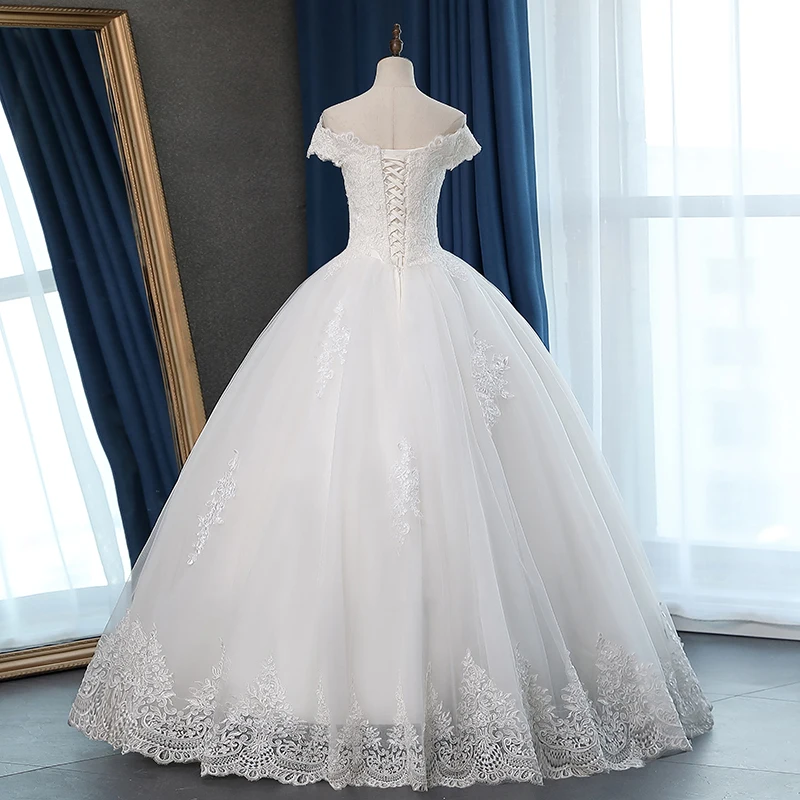 Fansmile Vestidos de Novia винтажное бальное платье, кружевное свадебное платье, Качественное кружевное свадебное платье принцессы, FSM-049F