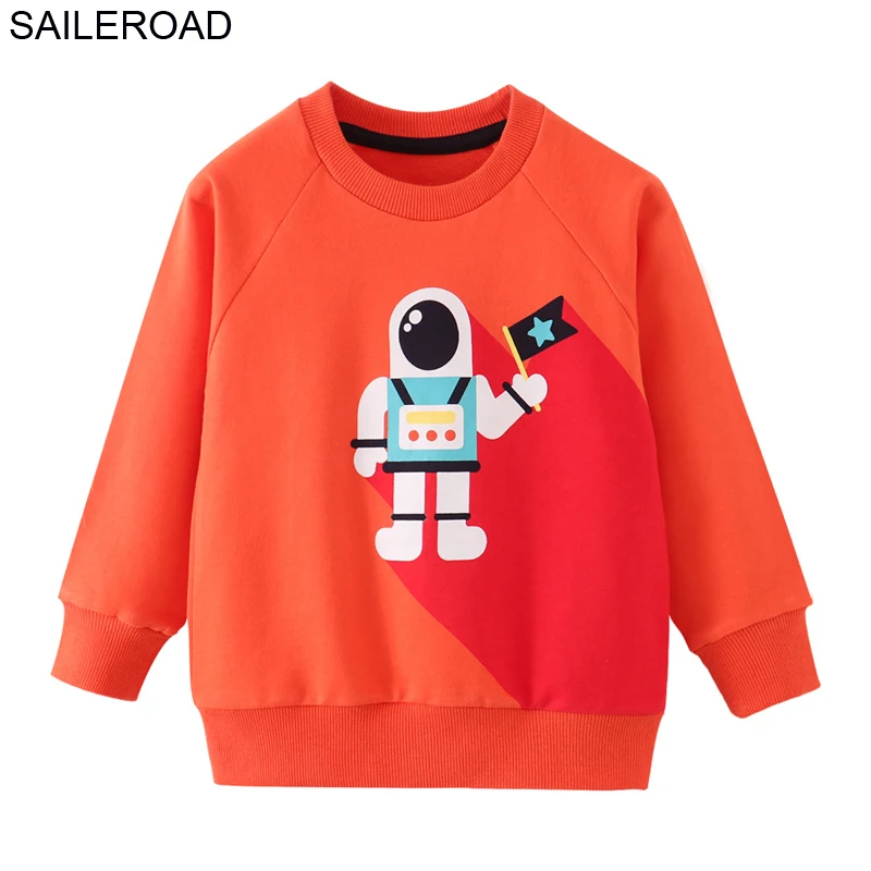 SAILEROAD Little Boys Толстовки с длинным рукавом для толстовок для малышей Осень детская толстовка Spaceman с принтом Детские топы Футболки