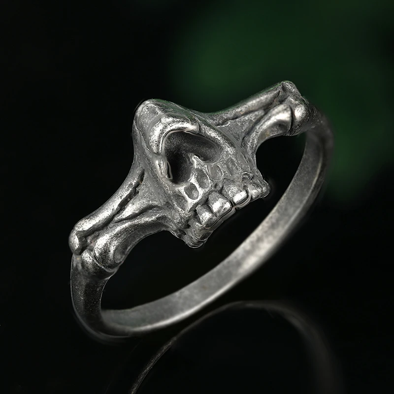 Aesthetic Gothic Vintage 316L Stainless Steel Cool Skull Men's Finger-Ring Punk Rock Bearded Biker Jewelry Christmas Accessories - Image 2