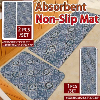 

1/2PCS Kitchen Mat Anti-slip Modern Area Rugs Living Room Balcony Bathroom Printed Carpet Doormat Hallway Geometric Bathroom Mat