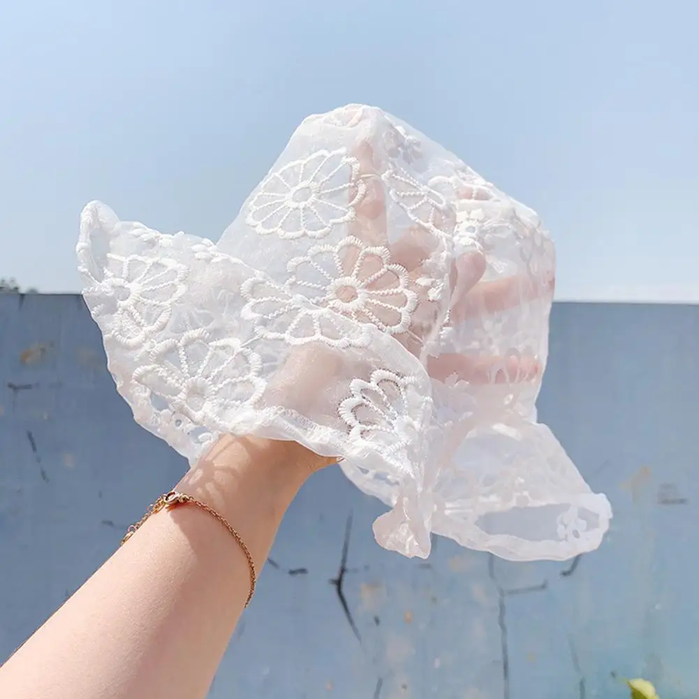 

Summer Sun Hat Kids Girl Lace Flower Bonnet Sun Hat Anti-UV Outdoor Beach Cap Kids Summer Baby Hats Bonnet