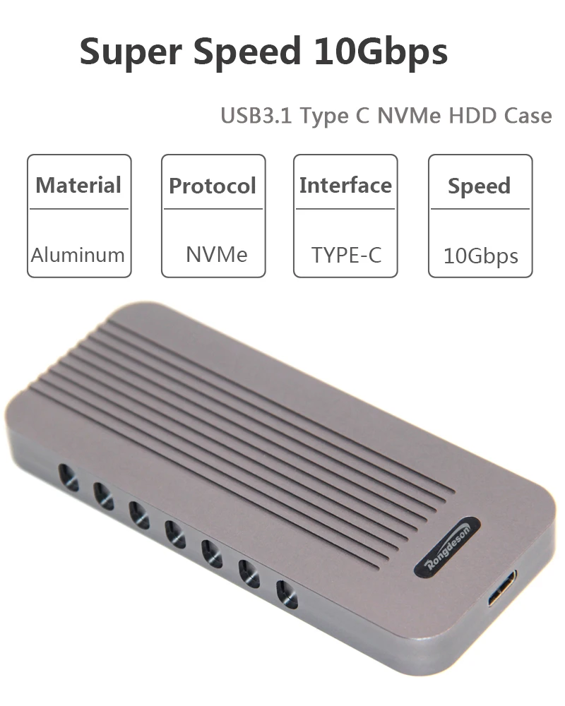 M key NVME PCI Express M.2 корпус SSD, HDD USB3.1 type-c к PCI-e 3,0 4x NGFF 2280 внешняя Мобильная коробка для Intel 600P PM951