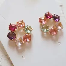 Amybaby Ручной Работы Дизайнерские граненые красочные стеклянные хрустальные женские серьги-гвоздики ювелирные изделия для вечерние