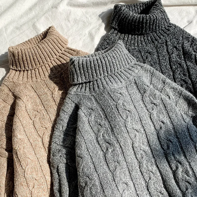 Winter Turtleneck Sweater Men Warm Fashion Solid Color Casual Knit Sweaters Man Sweter Clothes Loose Long Sleeve Pullover Men Winter Turtleneck Sweater Men Warm Fashion Solid Color Casual Knit Sweaters Man Sweter Clothes Loose Long Sleeve Pullover Men
