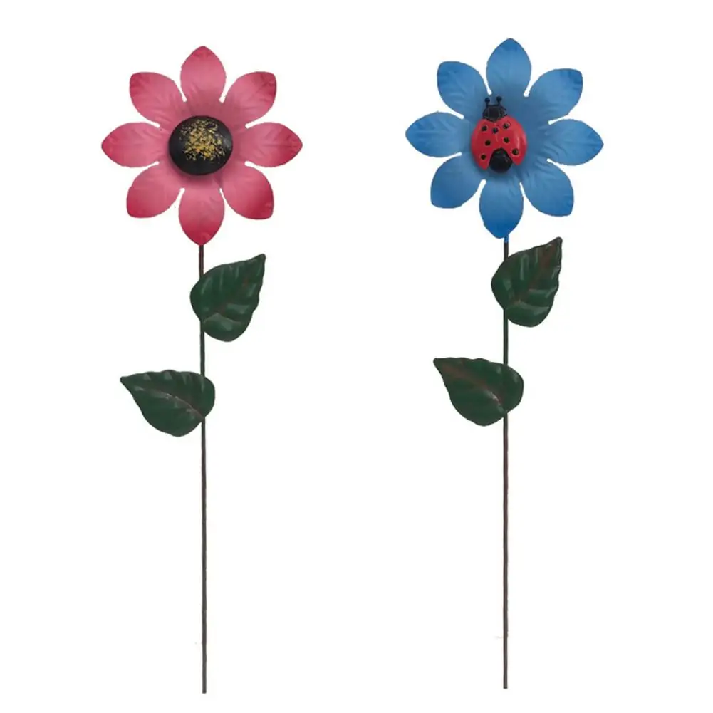 Creative Metal Flower Garden Stakes Iron Crafts Outdoor Planter Flower
