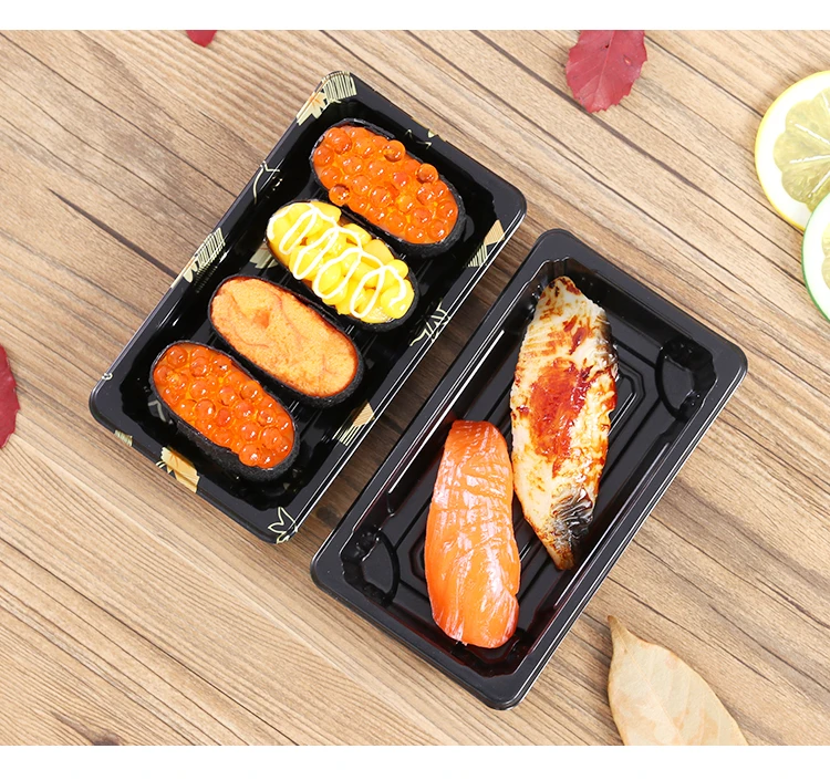 0# мини печатная упакованная коробка для суши салат сашими упаковочные коробки с крышкой 50 шт