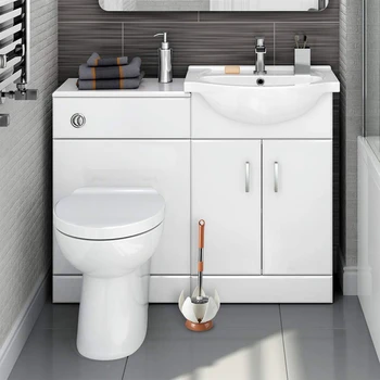 

SHGO HOT-Modern Design Toilet Brush and Holder, Automatic Opening and Closing Lotus Holder (White & Coffee)