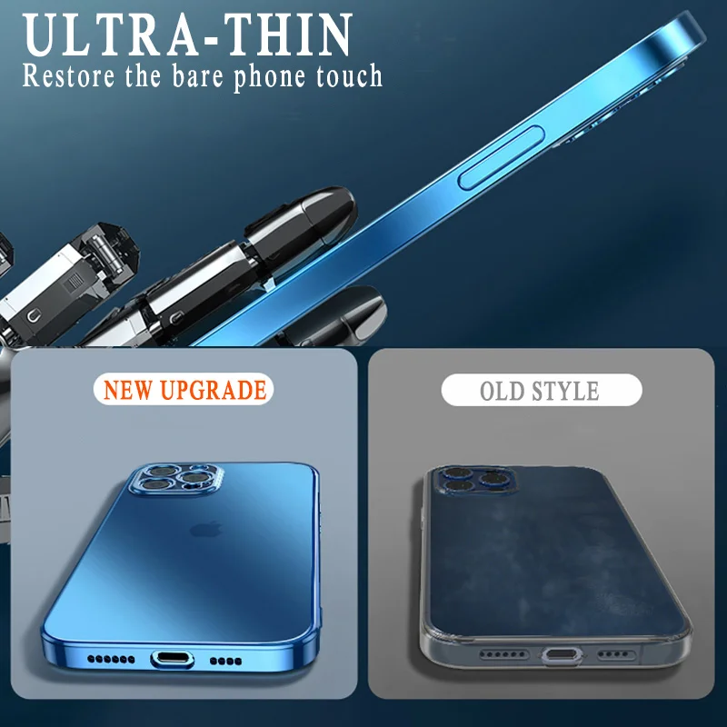 Luxury Square Frame Plating Clear Phone Case For iPhone 12 11 Pro Max Mini X XR XS 7 8 Plus SE 2 2020 Transparent Silicone Cover