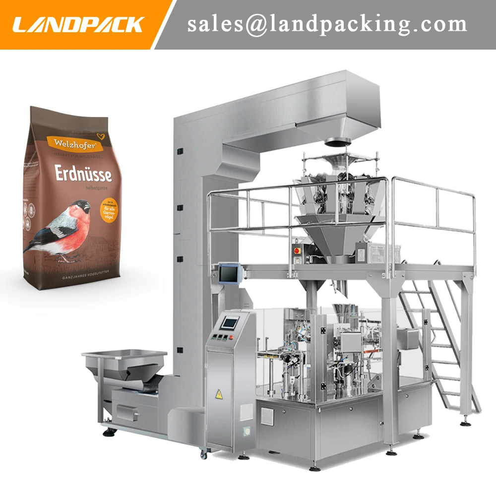 Multihead линейные весы корм для птиц данный мешок упаковочная машина корм для животных стоьте вверх мешок наполнения и запайки машина